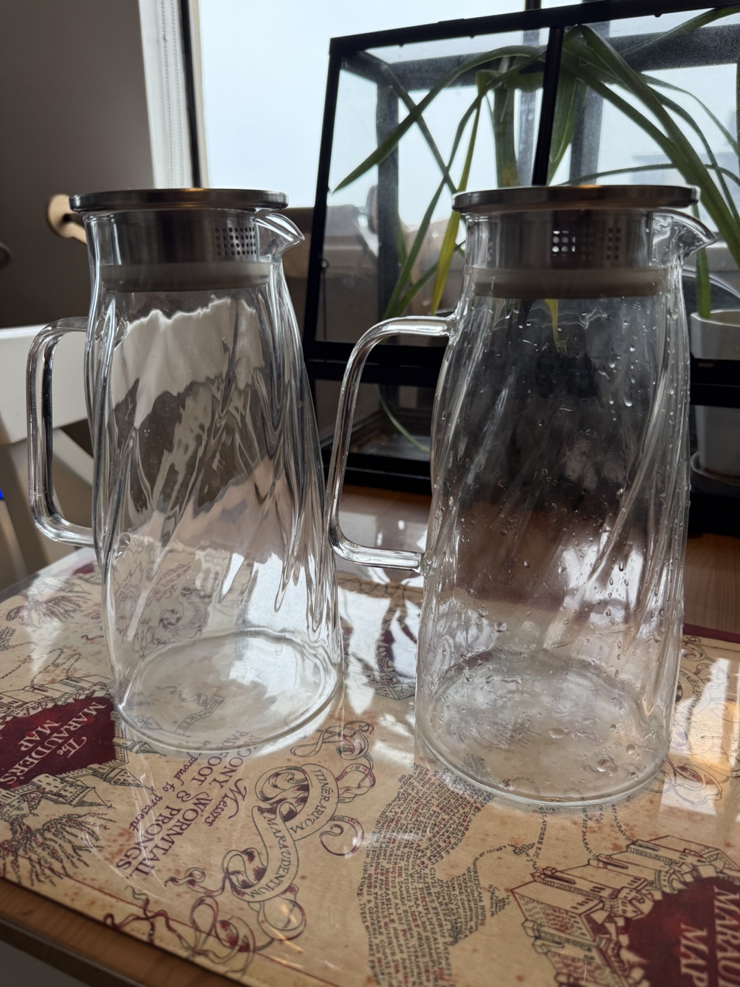 Pair of Glass Beverage Pitchers