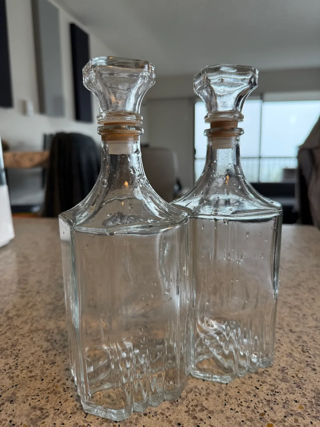 Pair of Vintage Glass Decanters - Moving Sale 💚 thumbnail