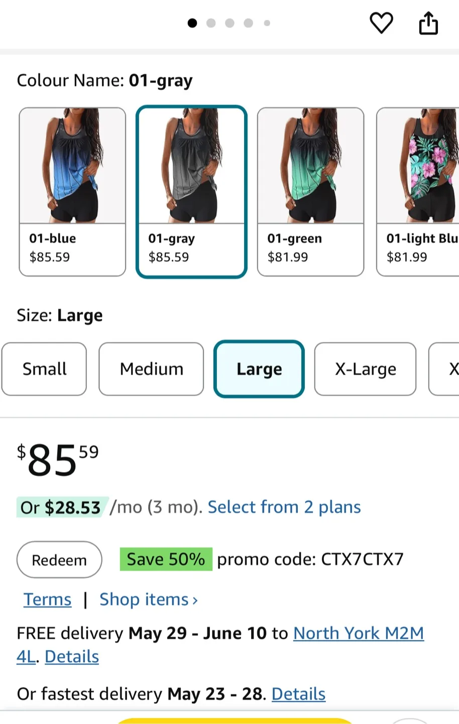 New Women's Two-Piece Swimsuit - Ombré Stripes image indicator(4)