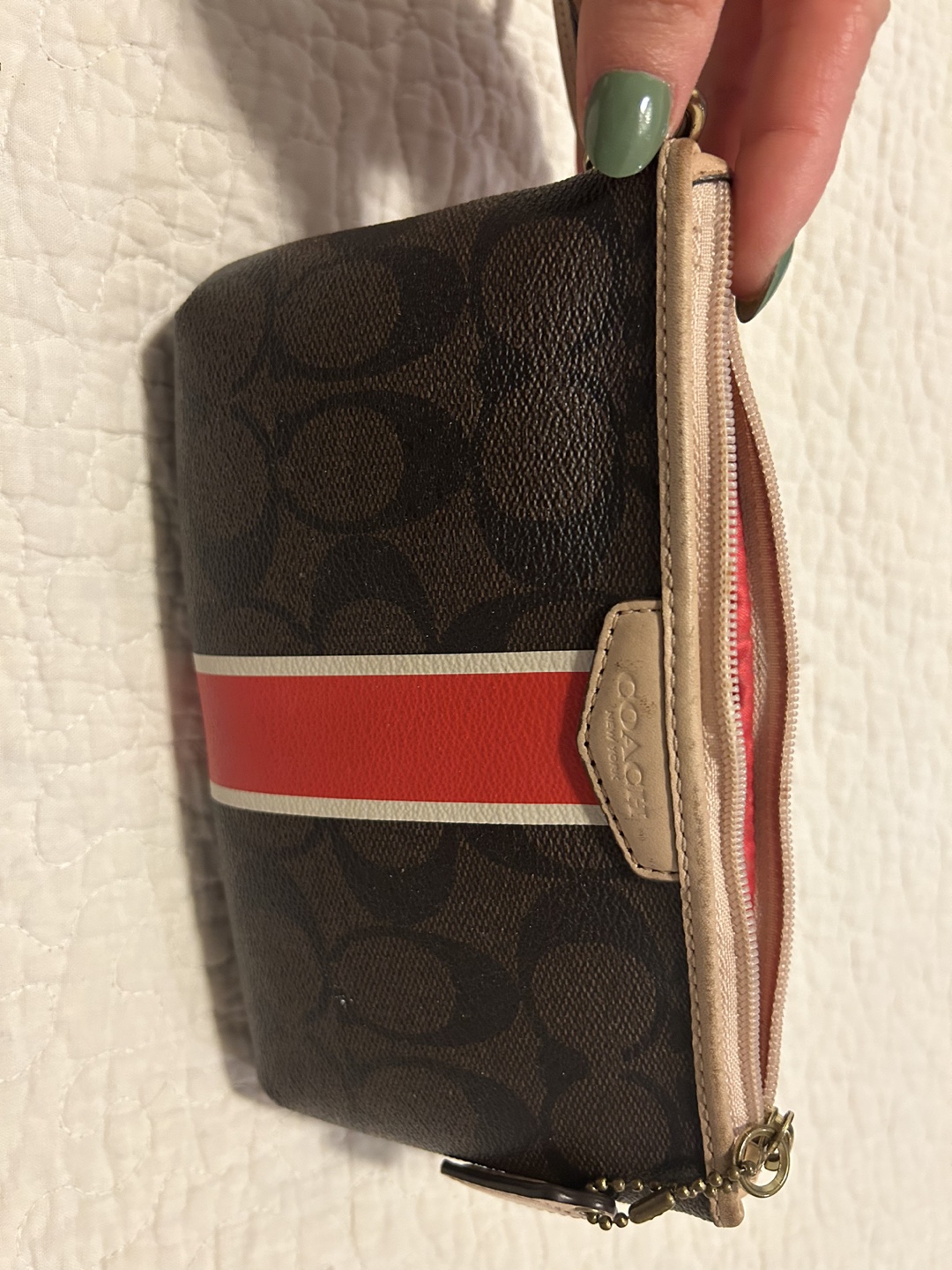Coach Wristlet Wallet - Brown Signature Canvas with Red Stripe - photo 5