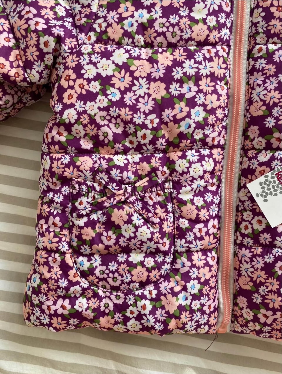 Kensie Girl's Purple Floral Puffer Jacket - Size 12M - photo 2