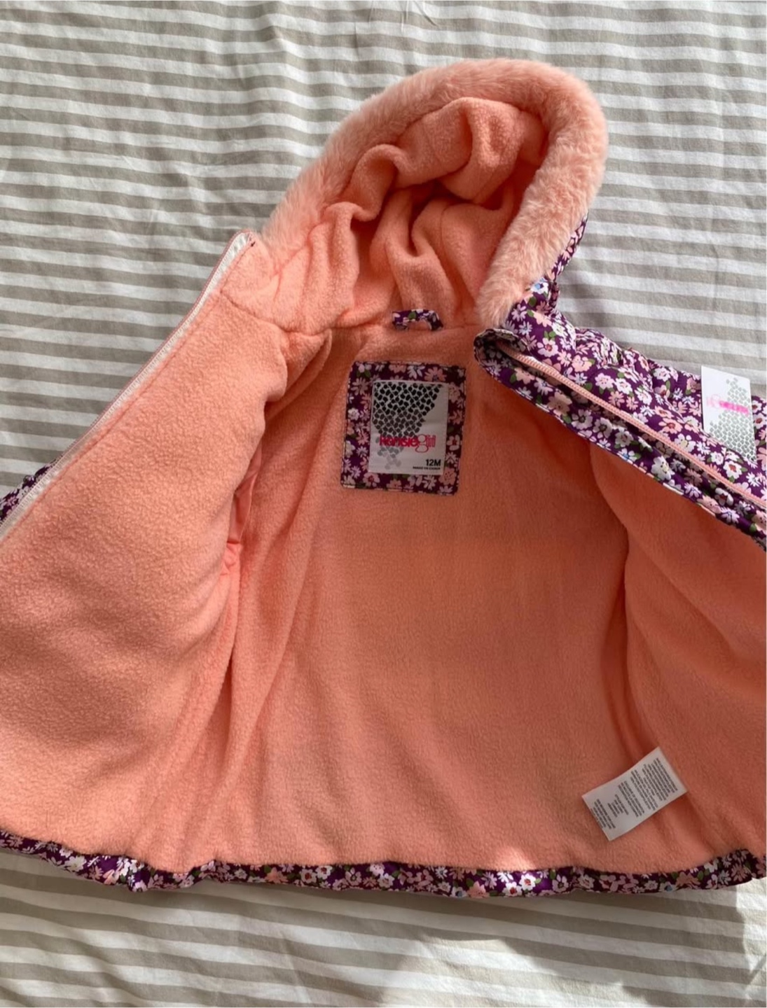 Kensie Girl's Purple Floral Puffer Jacket - Size 12M - photo 3