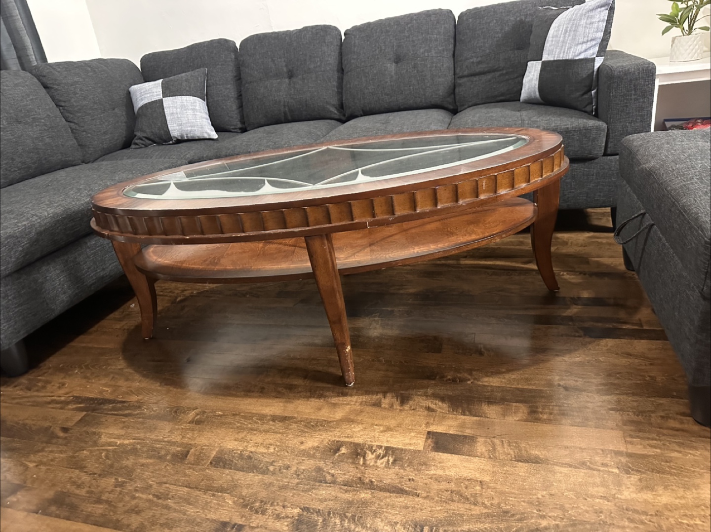 Oval Coffee Table with Glass Top