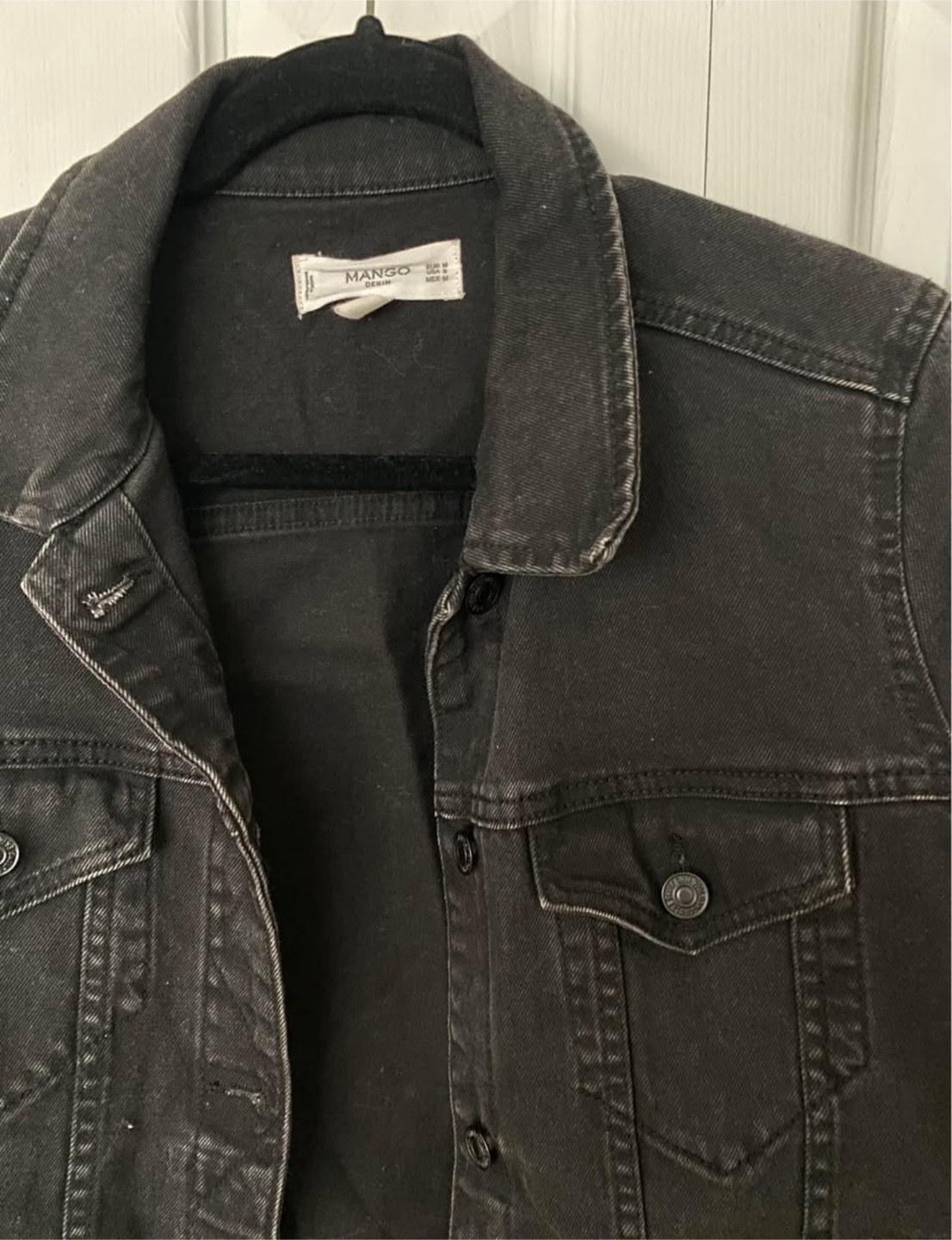 Mango Black Denim Jacket - Size S - photo 2