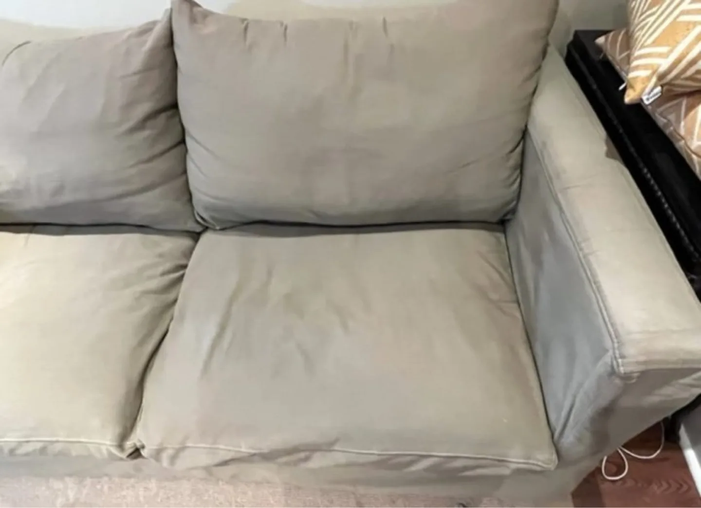 Crate & Barrel "Willow" slipcover sofa. Sage green. image indicator(7)