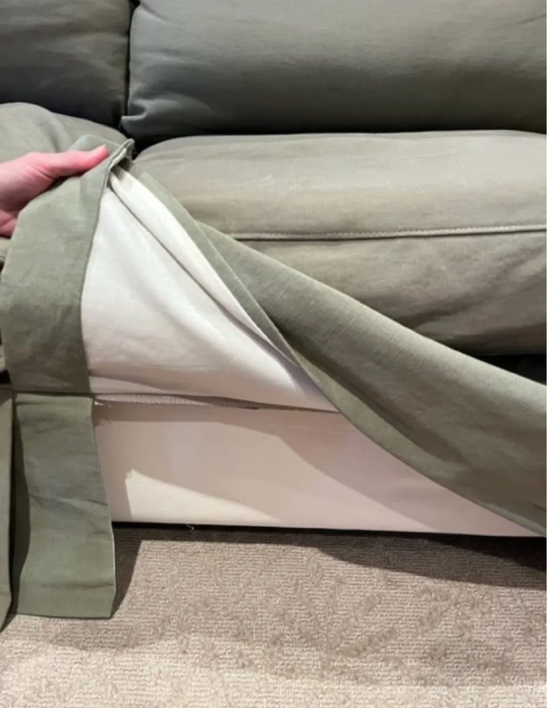 Crate & Barrel "Willow" slipcover sofa. Sage green. image indicator(8)