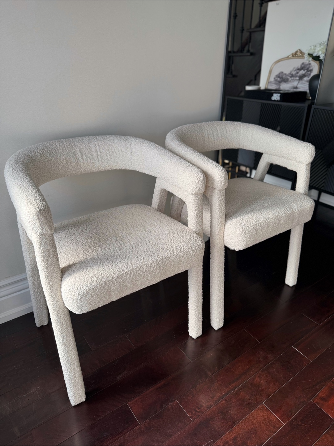 Pair of George Oliver Lorrenda Modern Boucle Dining Chairs