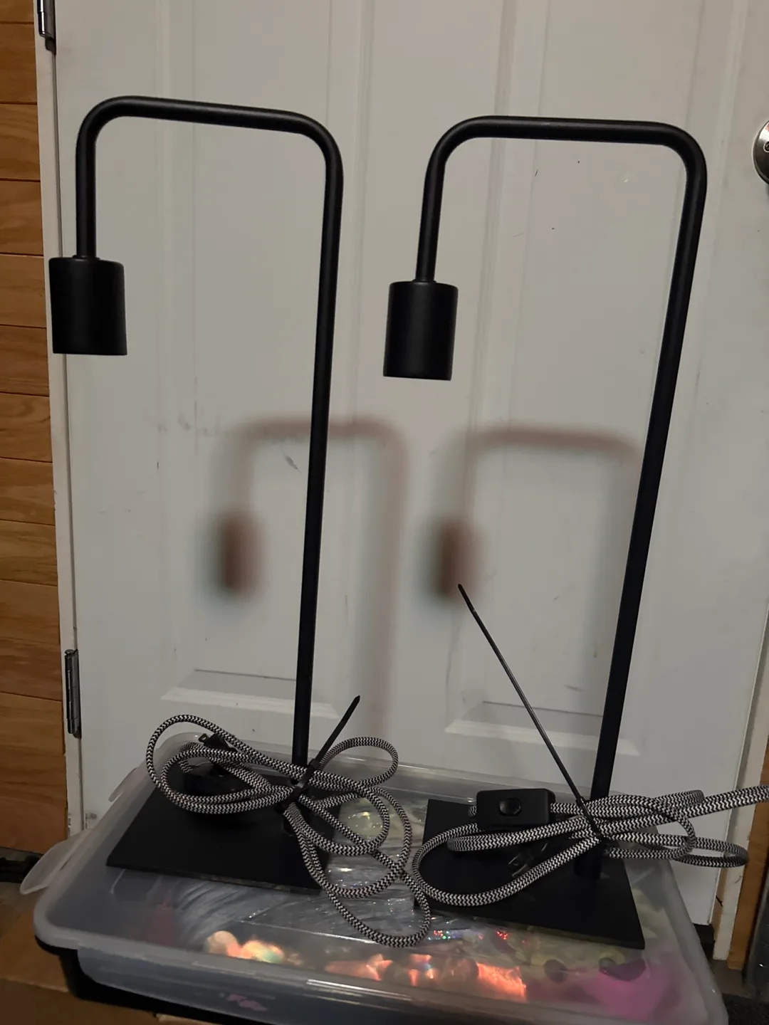 Pair of Black Metal Table Lamps thumbnail