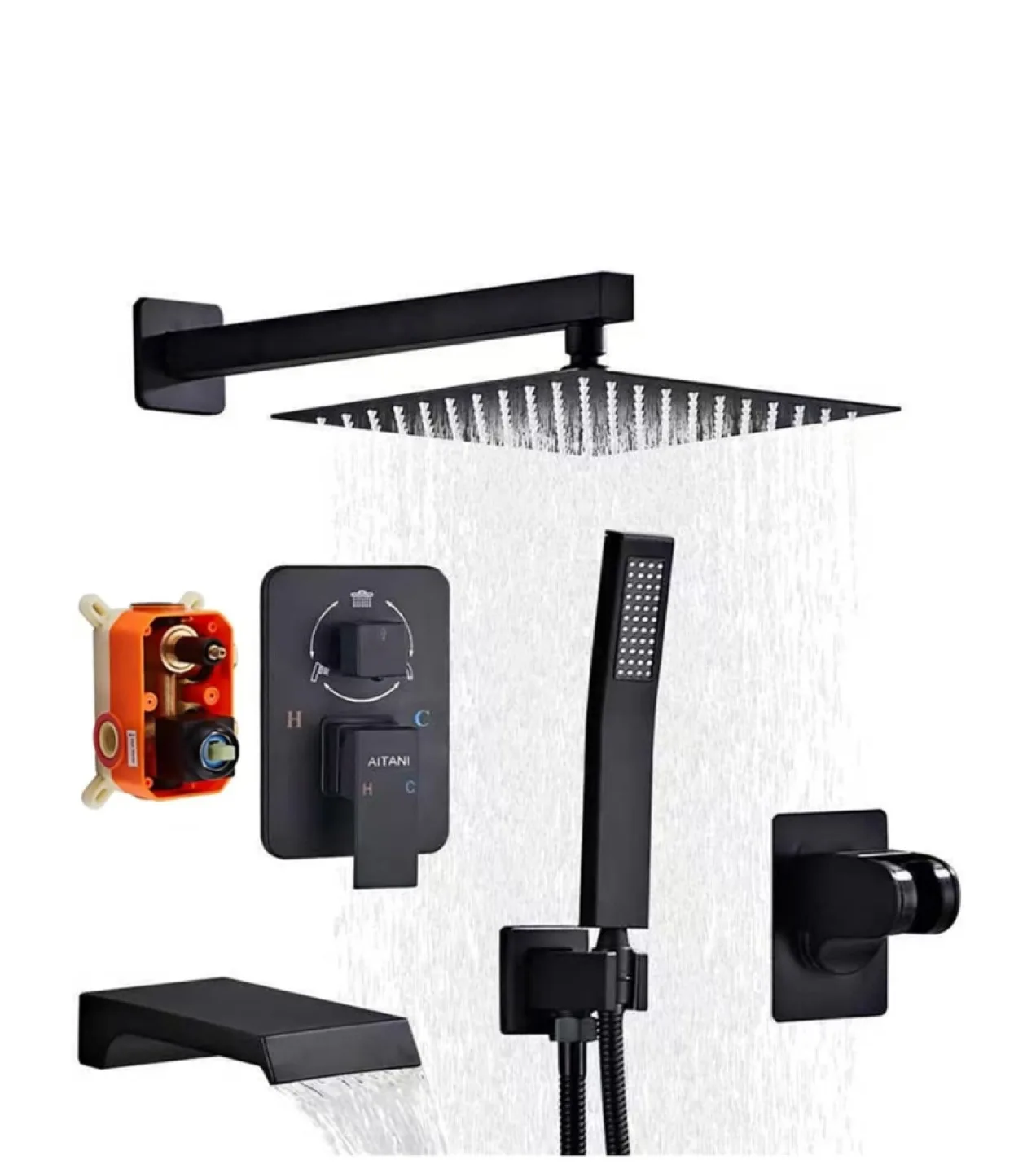10” Complete, Shower System Black - New thumbnail