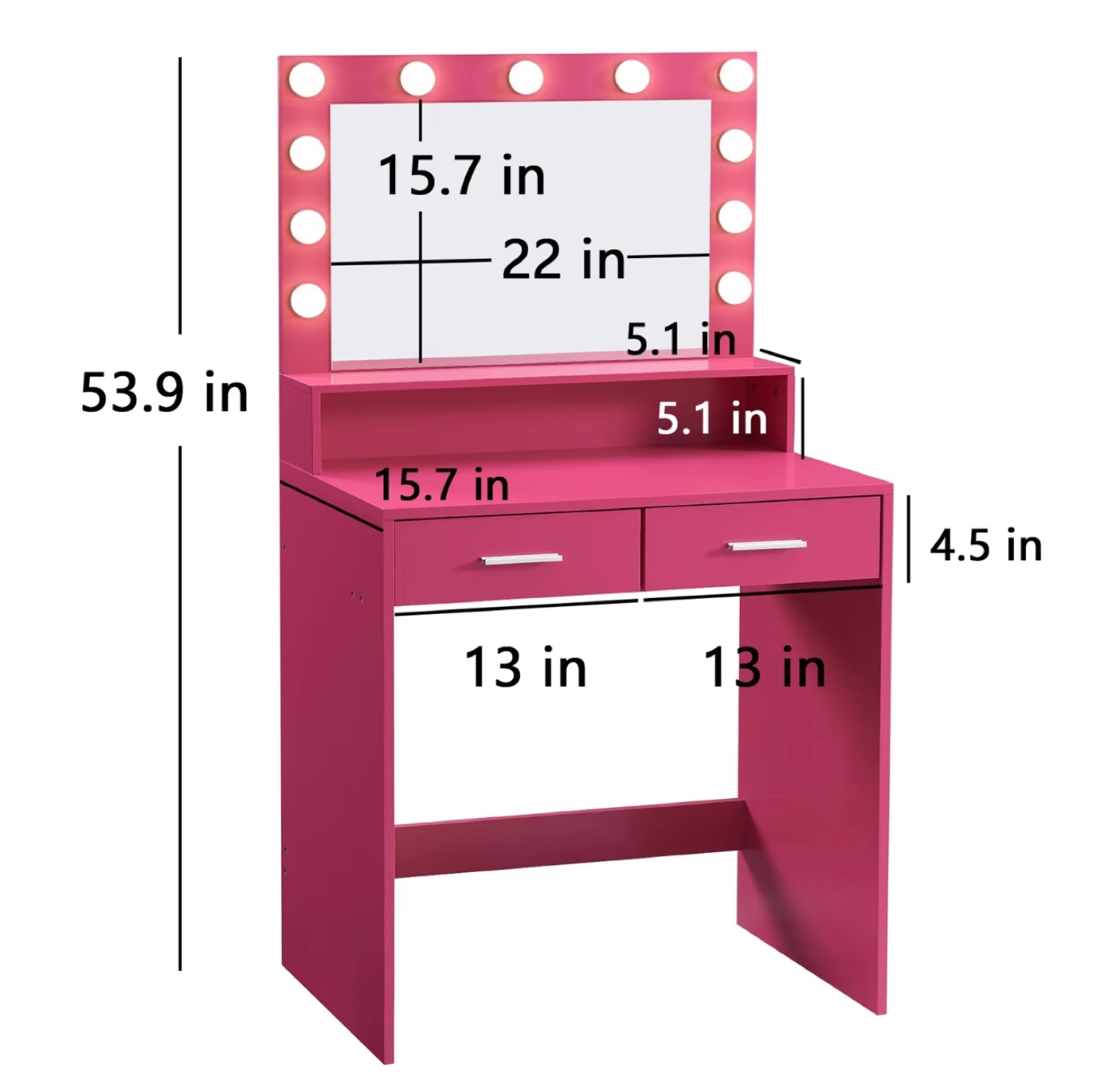 Hollywood Vanity Makeup Desk with Lighted Mirror - photo 3