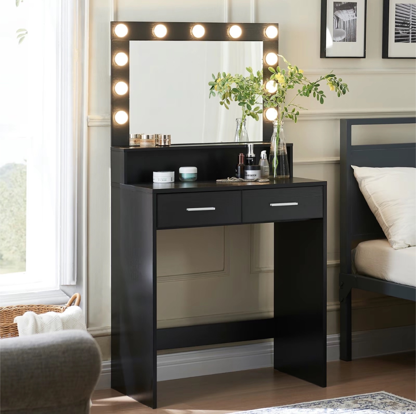 Hollywood Vanity Makeup Desk with Lighted Mirror - photo 2