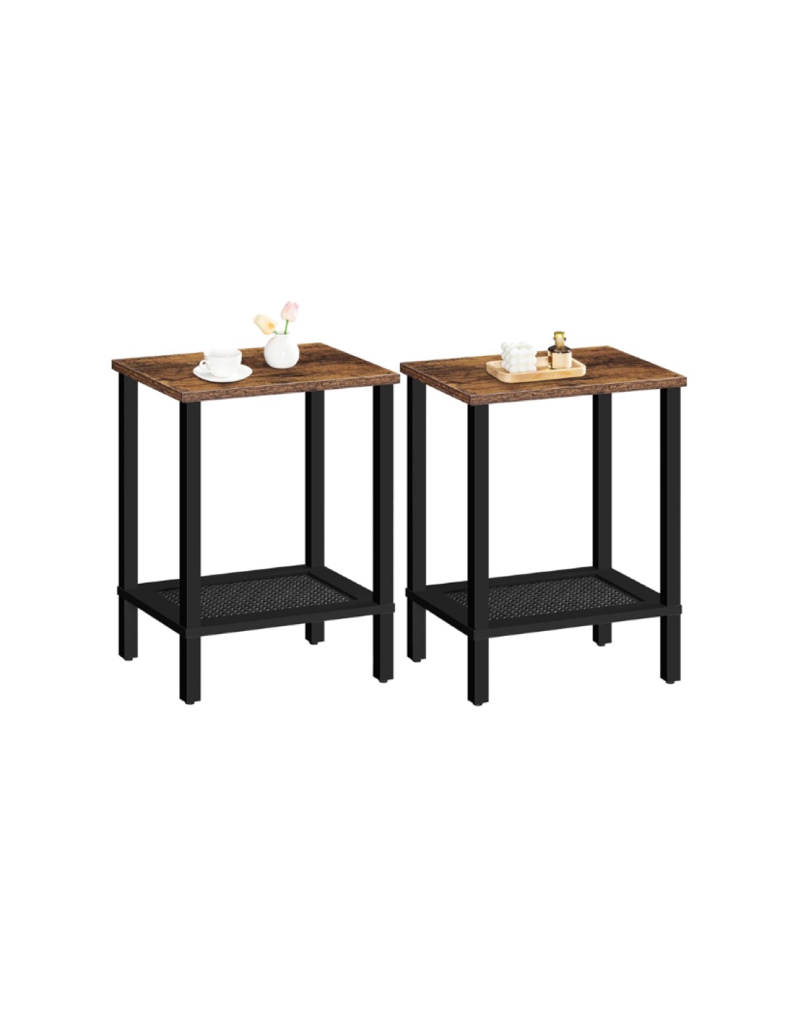 Rustic Industrial End Tables - Set of 2 - New