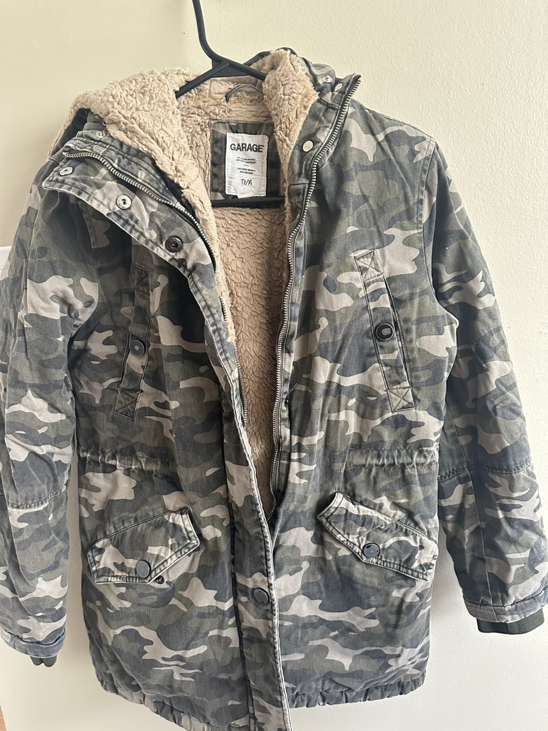Garage Girls' Camo Parka Jacket Size 7/8