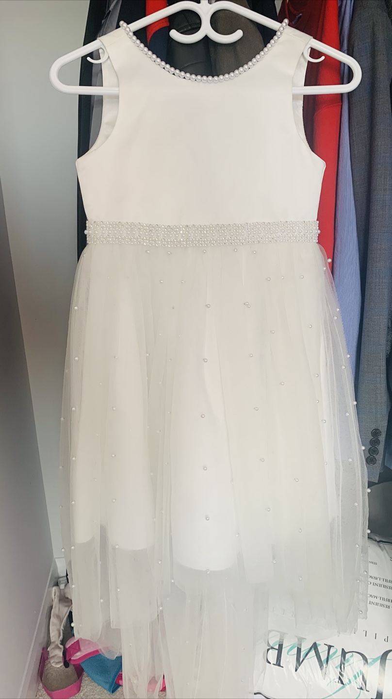 Couture Princess Girls' White Pearl Flower Girl Dress Size 7