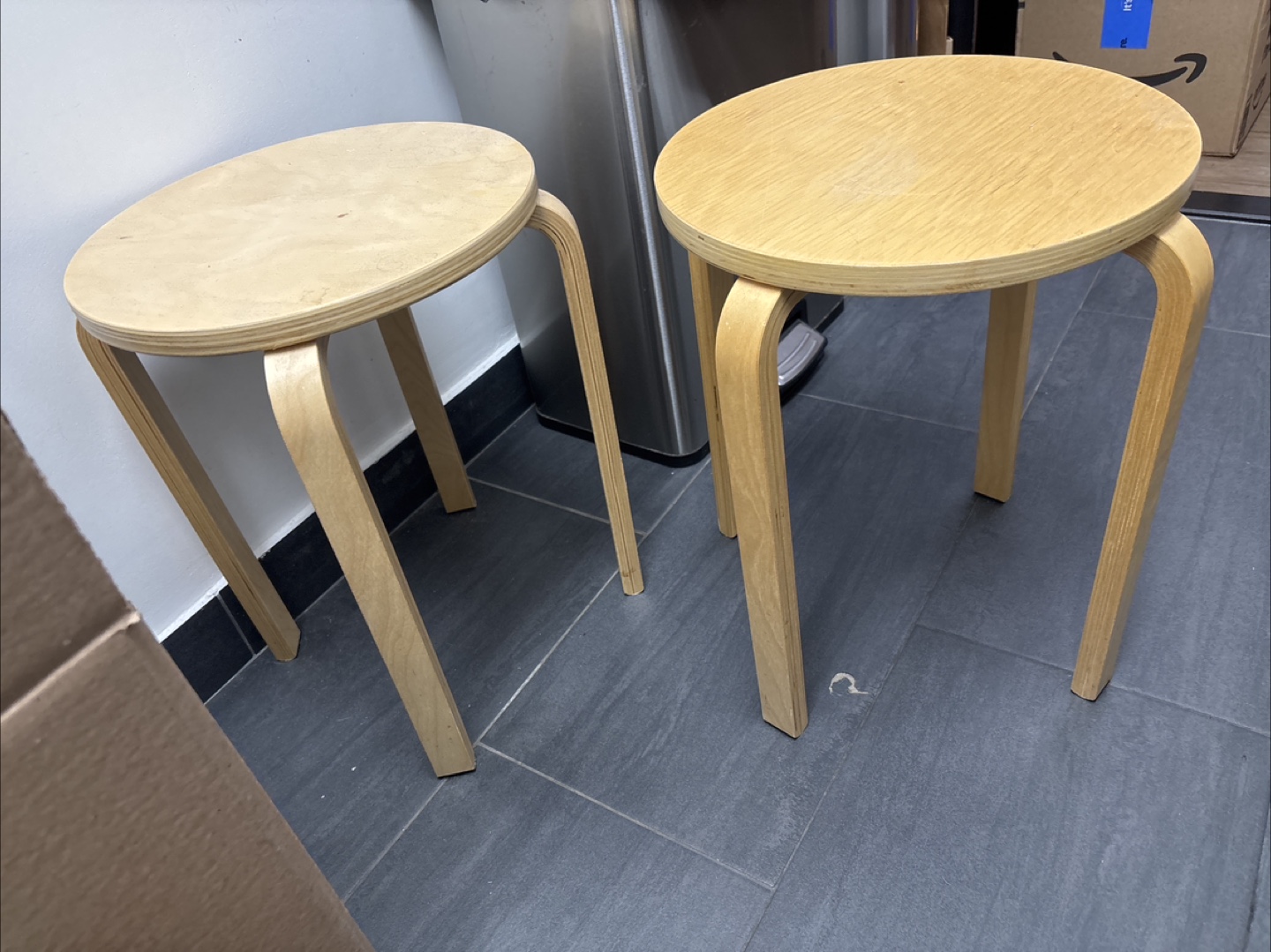 Pair of Light Wood Stools - photo 2
