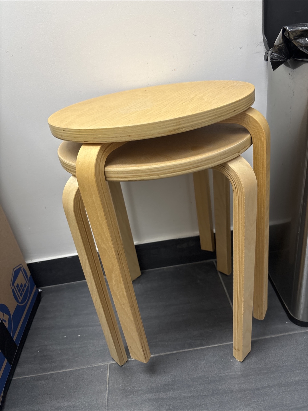 Pair of Light Wood Stools - photo 3