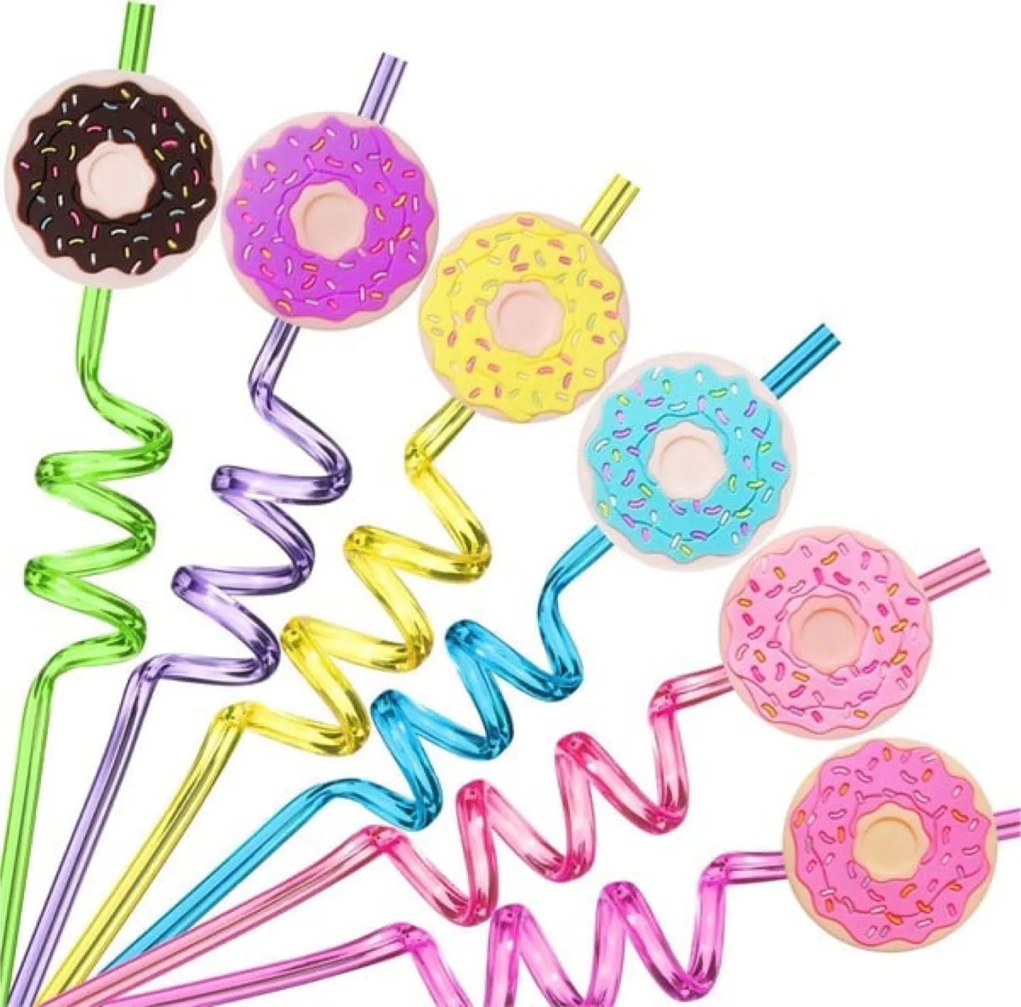 24 Pack Donut Straws - Fun & colourful! thumbnail