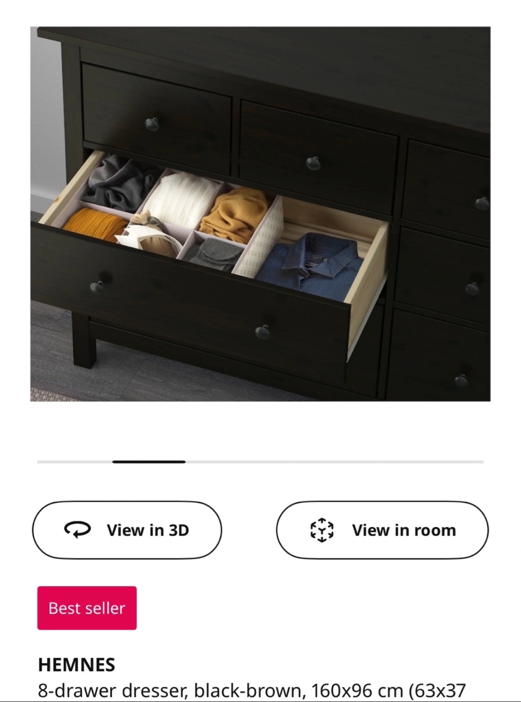 HEMNES 8-Drawer Dresser - Black-Brown - photo 4