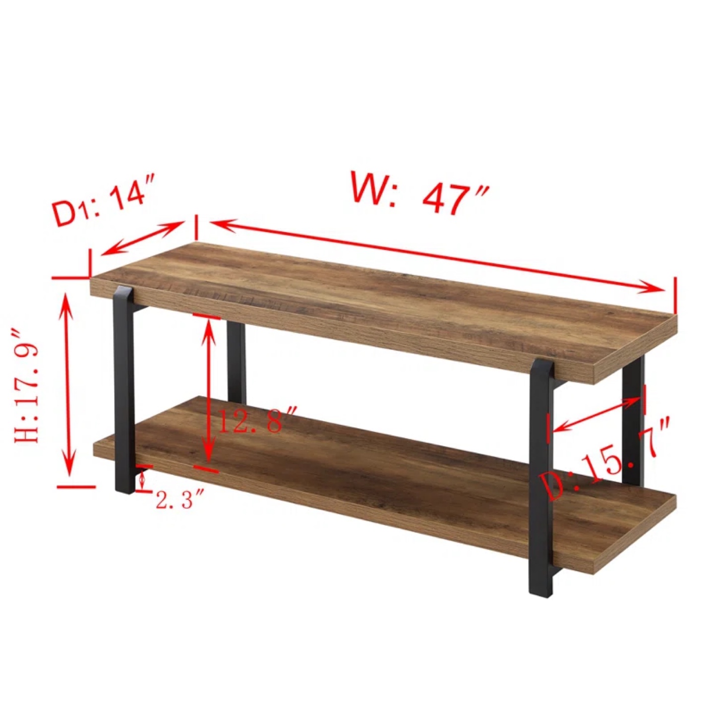 Rustic Wood and Black Metal Console Table - photo 2