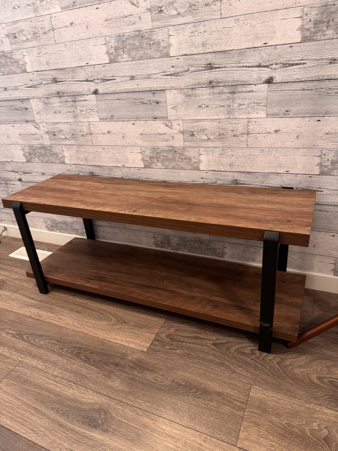 Rustic Wood and Black Metal Console Table