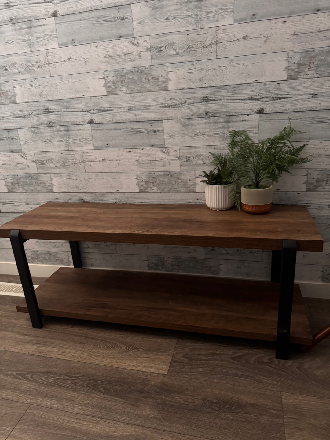 Rustic Wood and Black Metal Console Table - photo 4