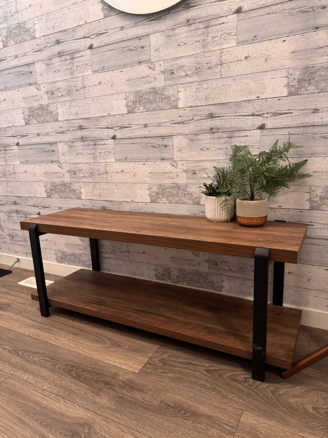 Rustic Wood and Black Metal Console Table - photo 3