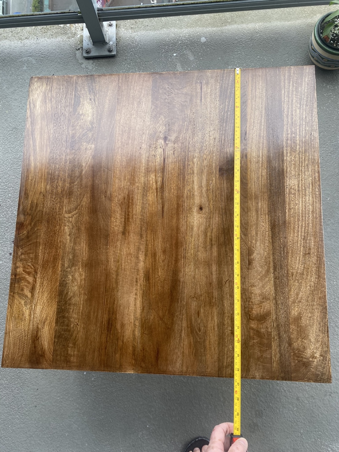 Square Wooden Top Side Table with Metal Frame - photo 5