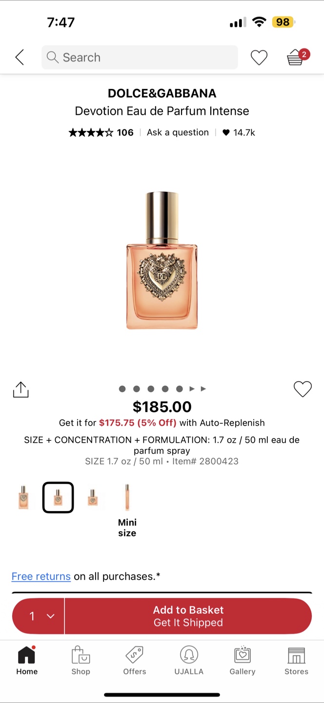 Dolce & Gabbana Devotion Eau de Parfum Intense Mini