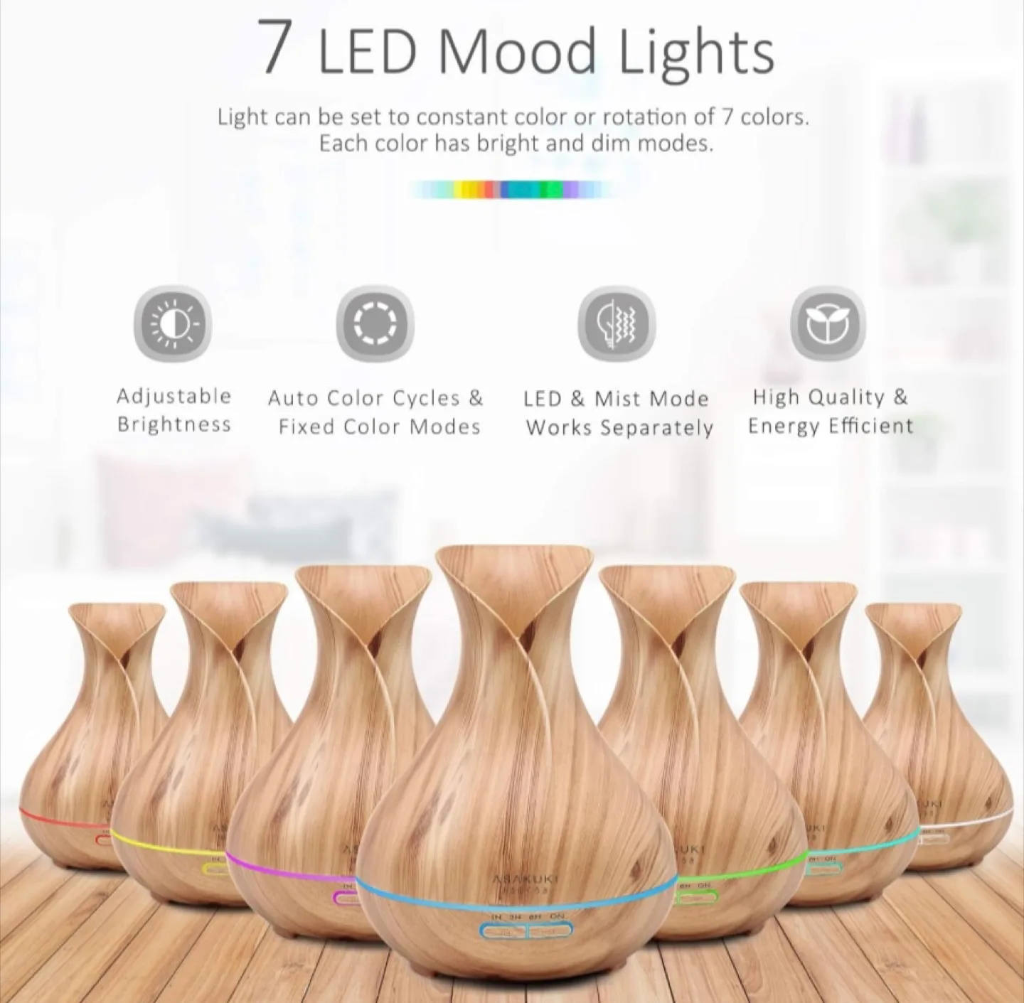 ASAKUKI 400ML Essential Oil Diffuser and Humidifier image indicator(2)