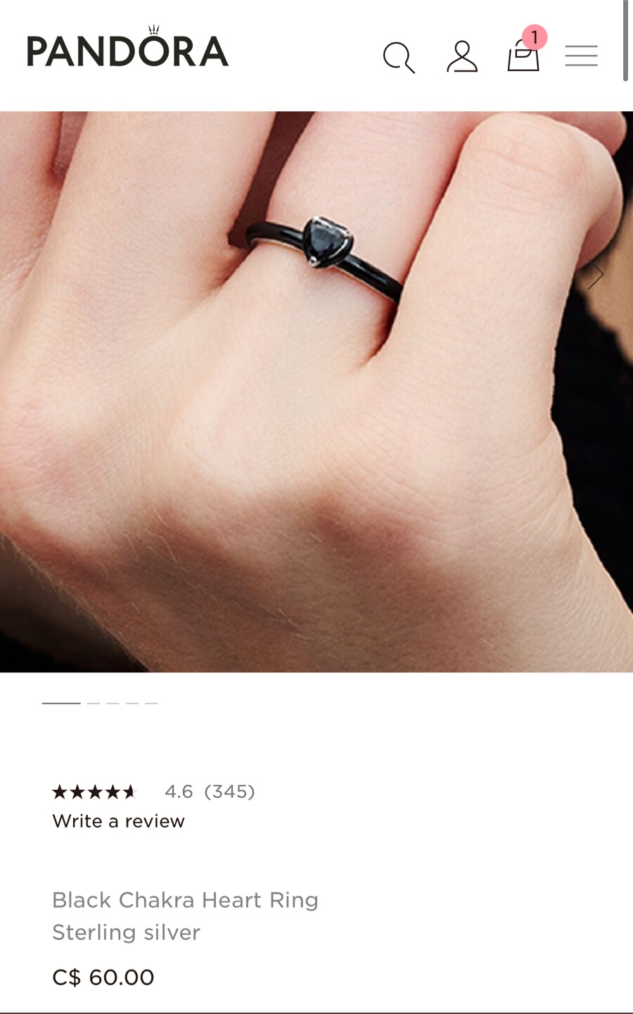 Pandora Black Chakra Ring - photo 2