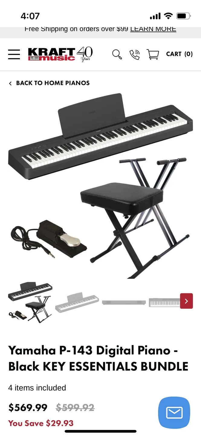 Yamaha P-143B Digital Piano - Black Key Essentials Bundle image indicator(3)