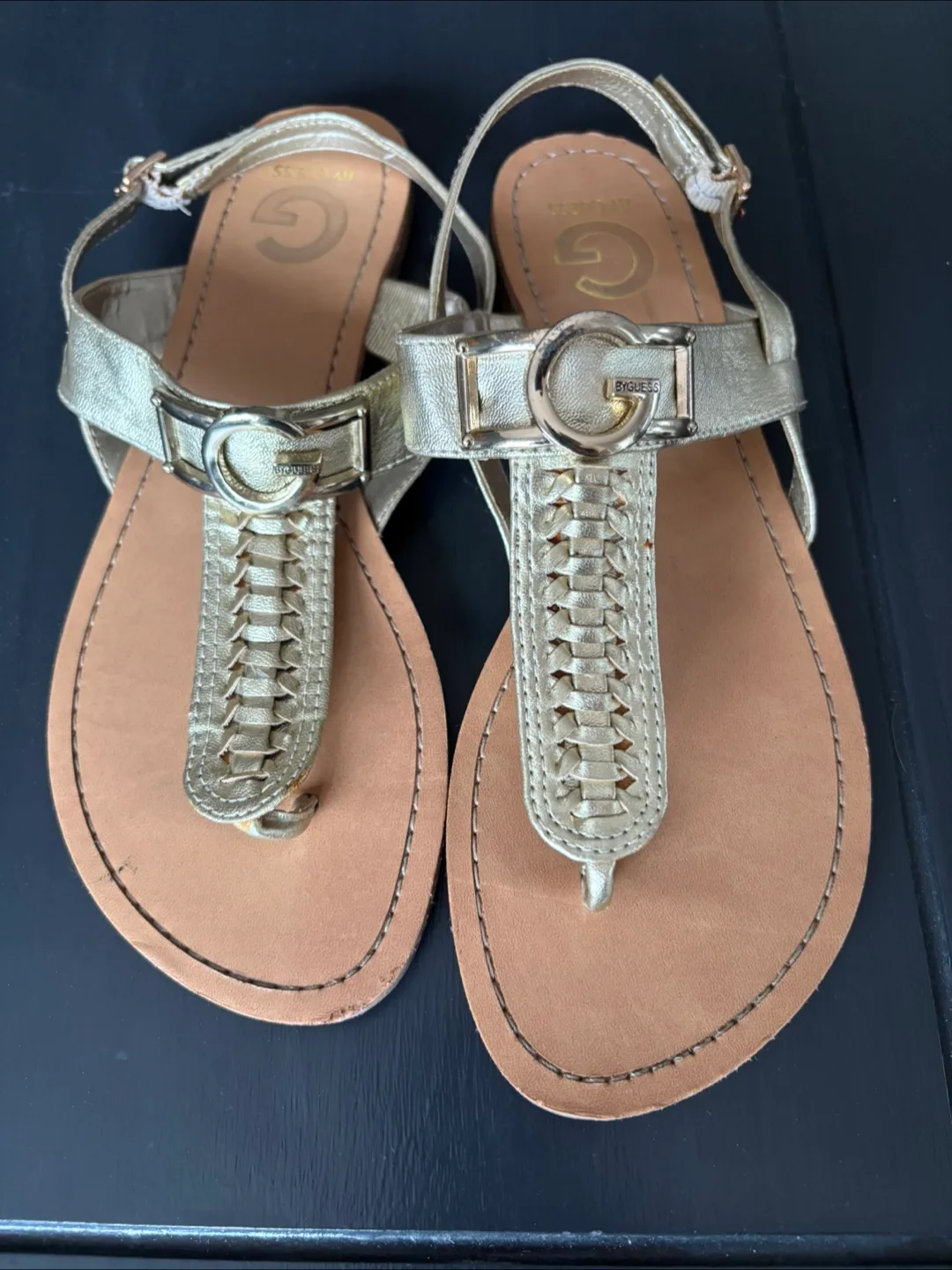 Gold Guess Sandals, Size 8 thumbnail