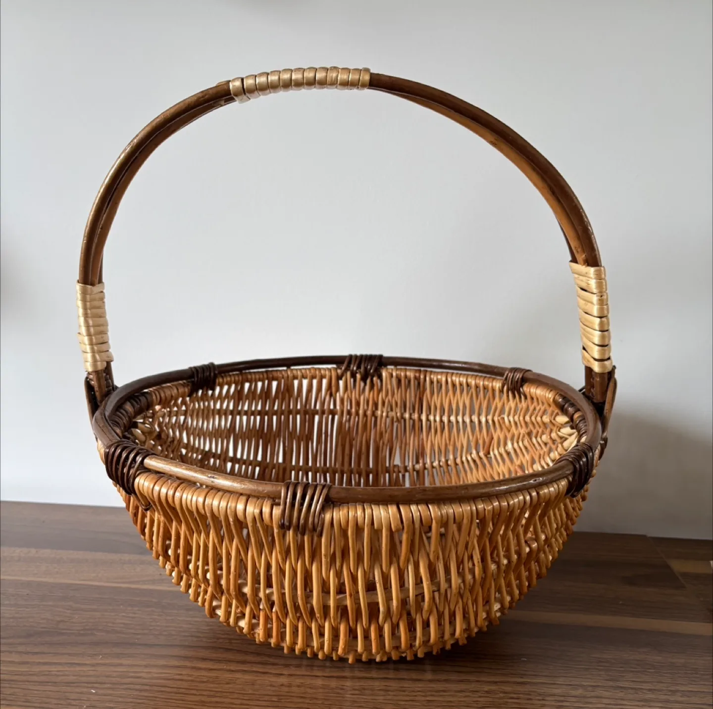 Vintage Wicker Basket with Handle thumbnail