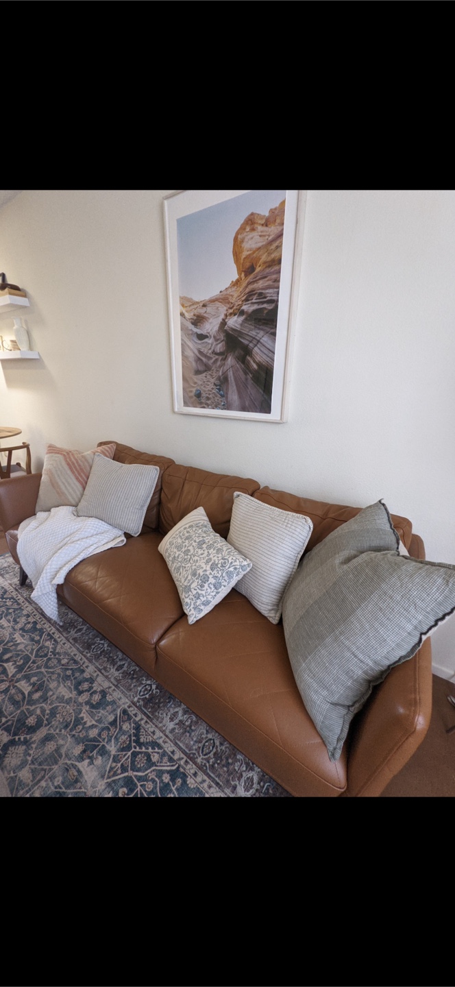 Brown Leather Sofa - photo 5