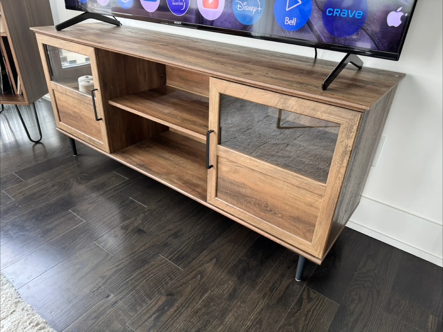 Mid-Century Modern TV Stand with Glass Doors image indicator(2)