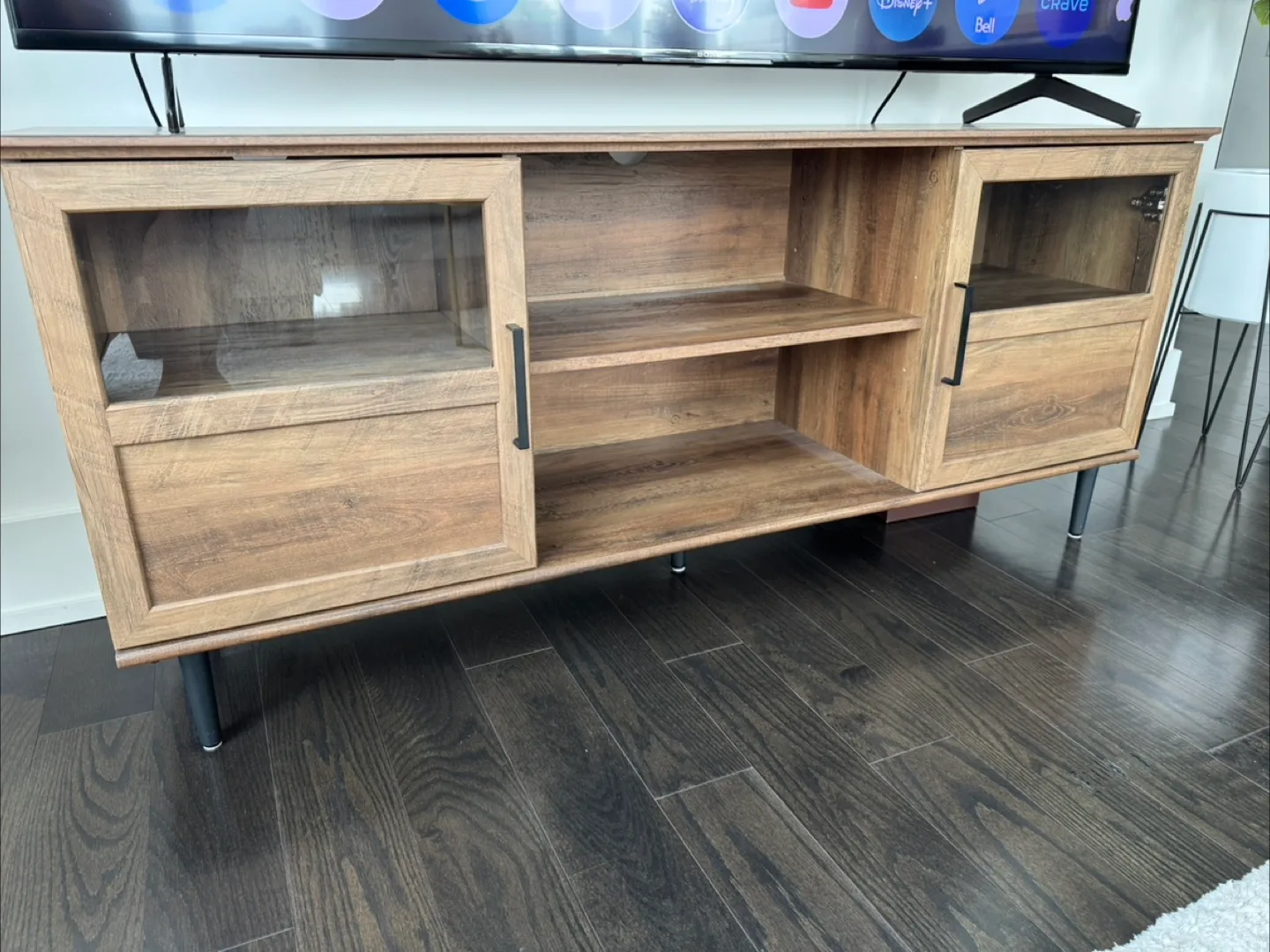 Mid-Century Modern TV Stand with Glass Doors image indicator(3)