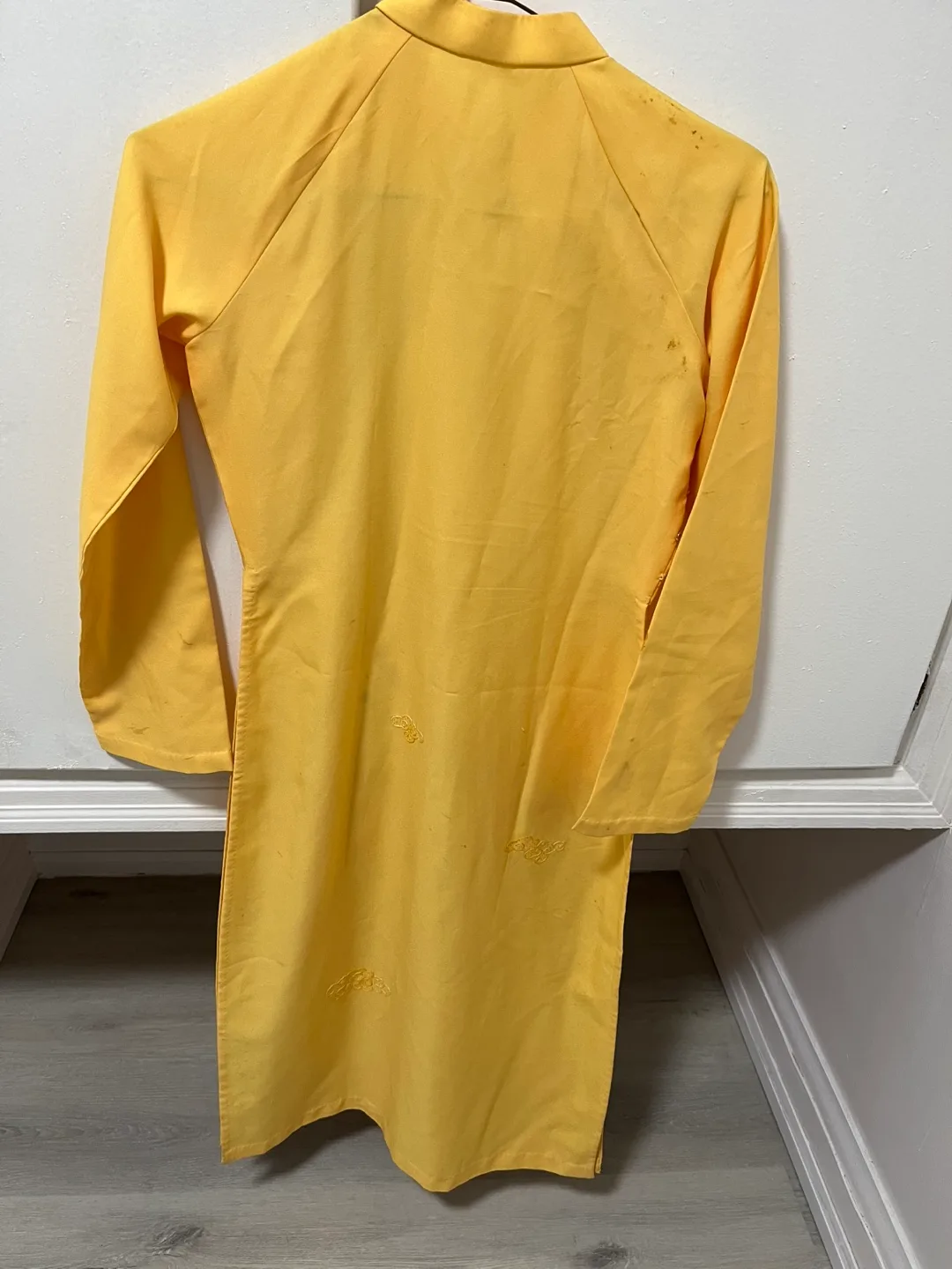 Vintage Yellow Áo Dài with Dragon Embroidery image indicator(2)