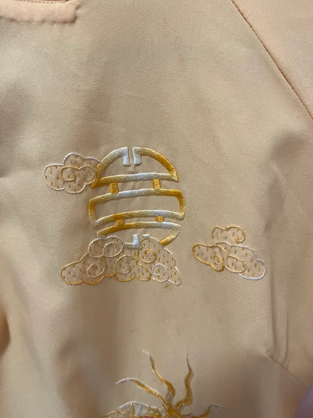 Vintage Yellow Áo Dài with Dragon Embroidery image indicator(4)