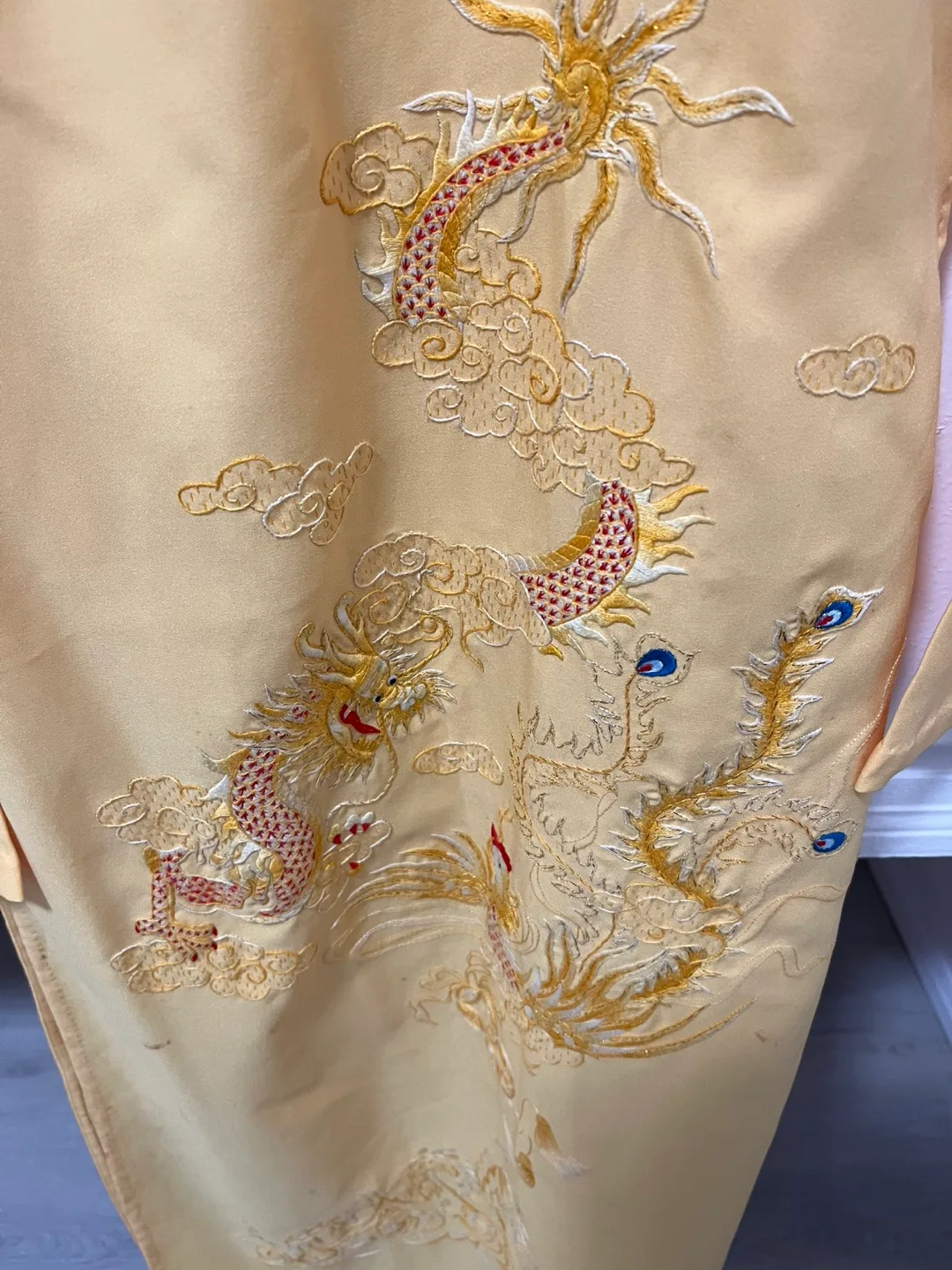 Vintage Yellow Áo Dài with Dragon Embroidery image indicator(5)