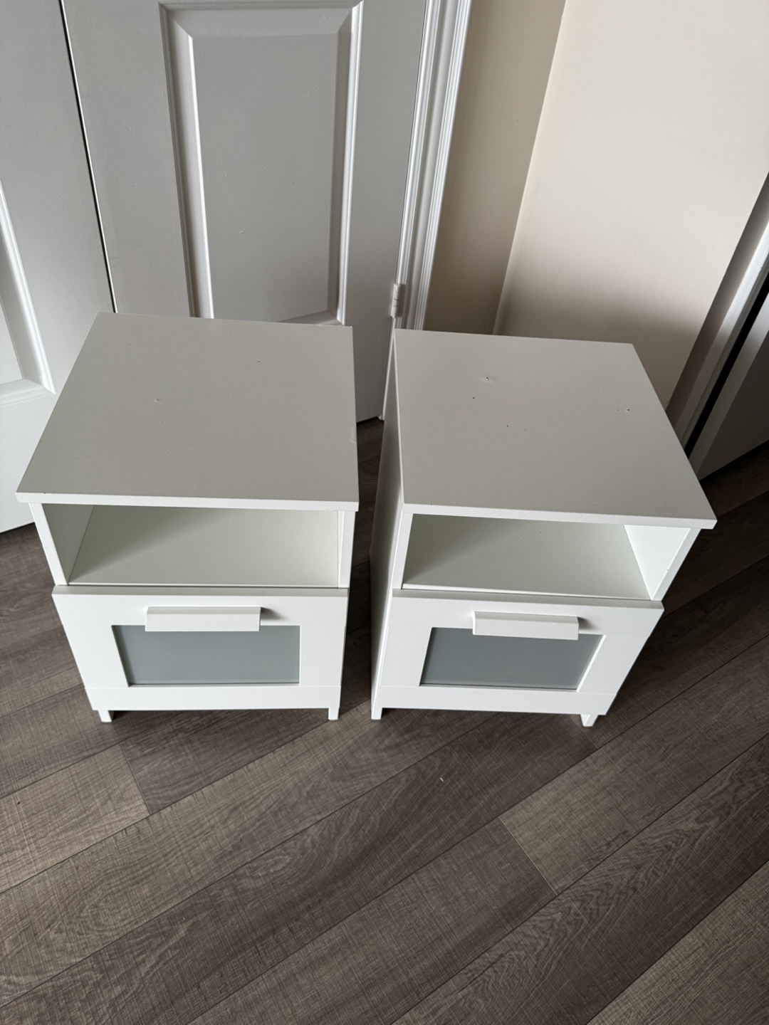 Pair of IKEA BRIMNES White Nightstands