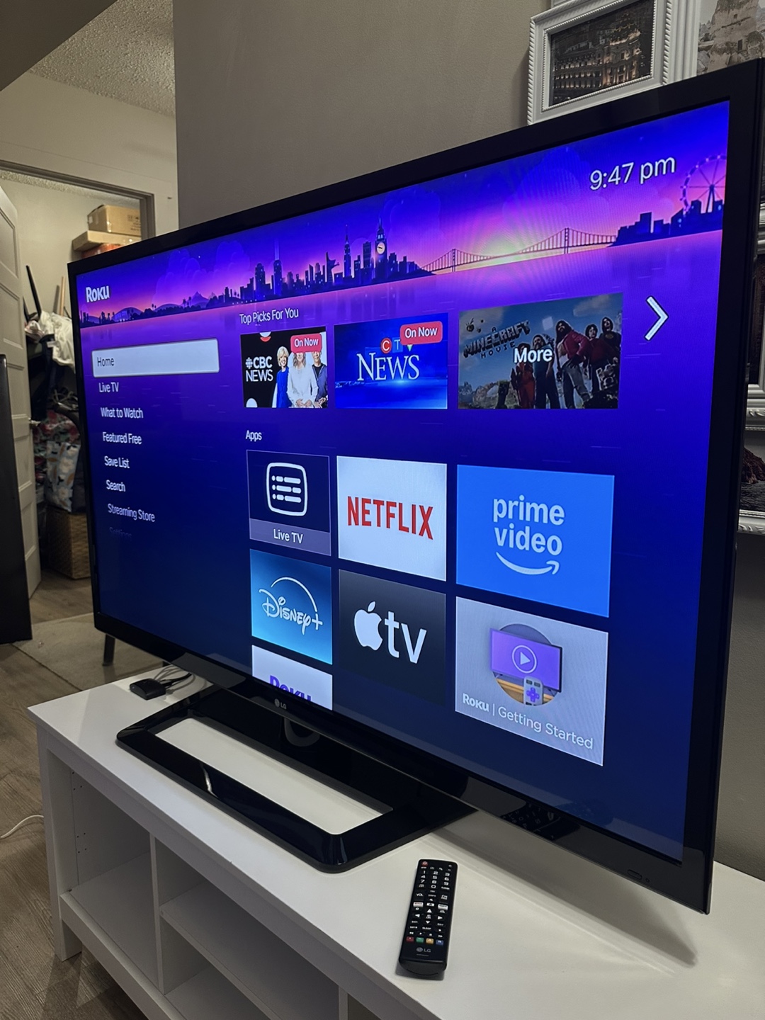 55″ LG LED TV (non-smart) comes with Roku TV stick