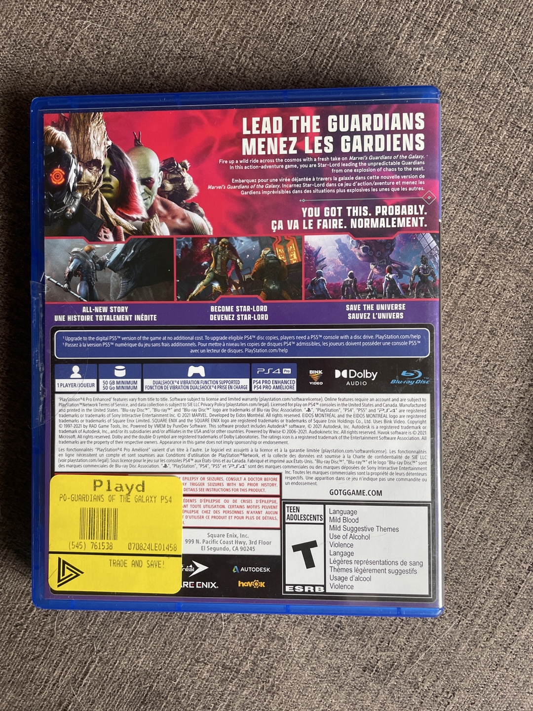 Marvel's Guardians of the Galaxy PS4 Video Game - photo 2