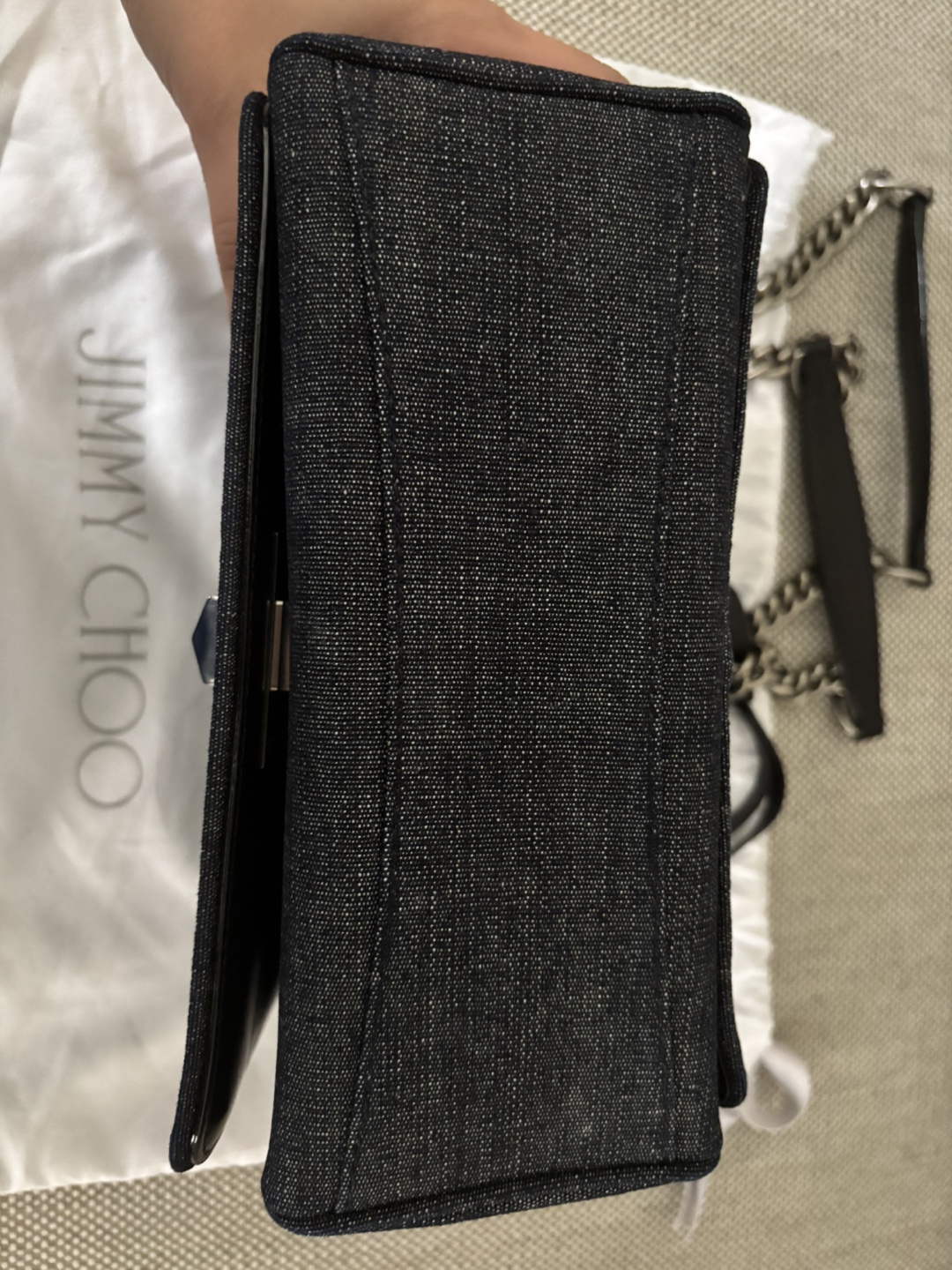 Authentic Jimmy Choo Denim Star Studded Shoulder Bag - photo 5