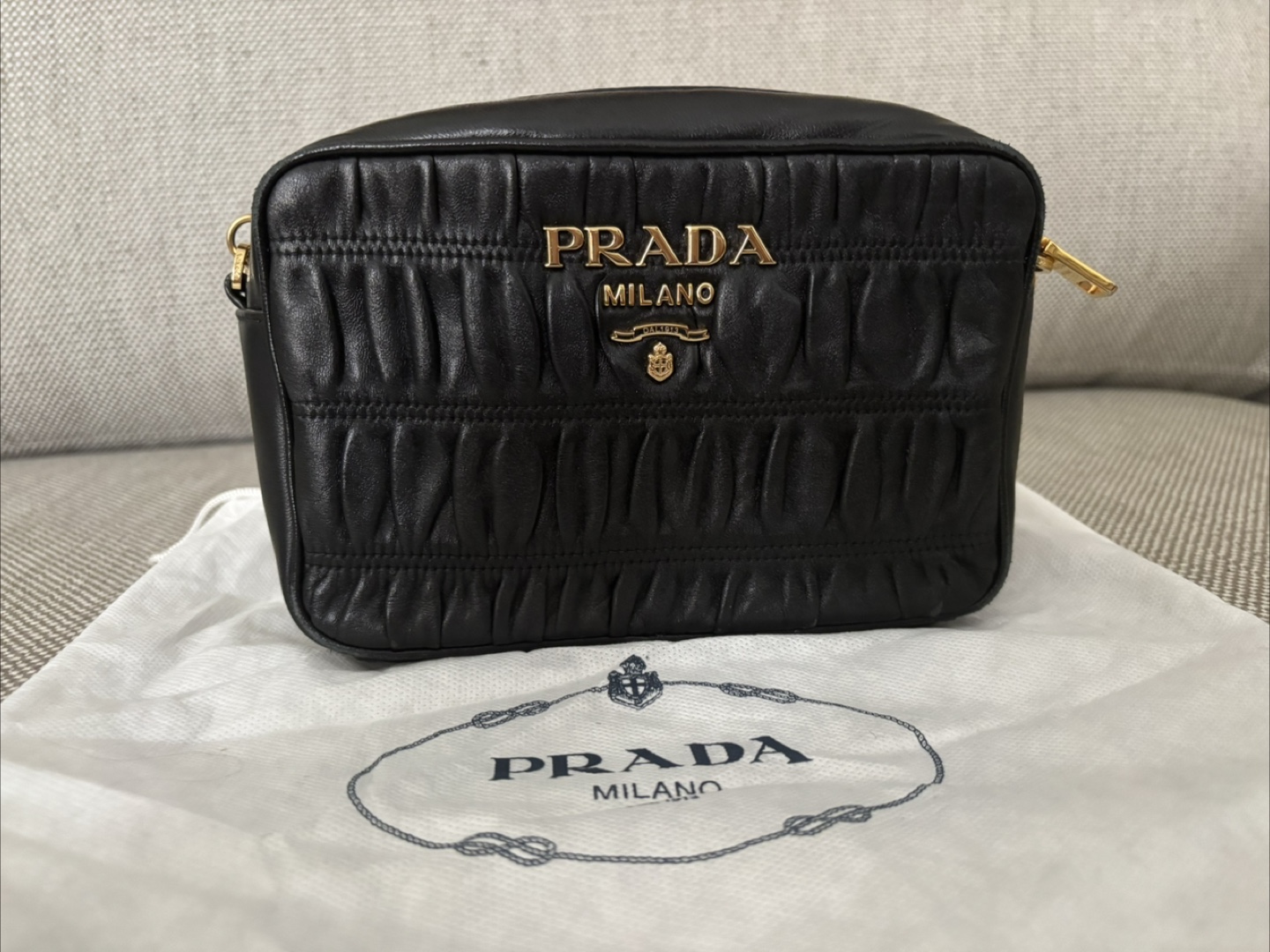 Authentic Prada Black Leather Crossbody Bag
