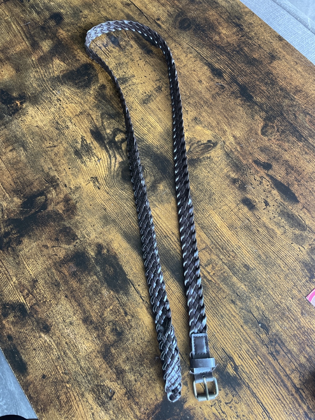 Thin Brown Braided Belt for Women