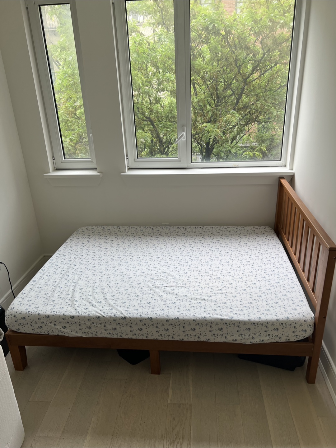 Full-Size Wood Platform Bed Frame and Mattress