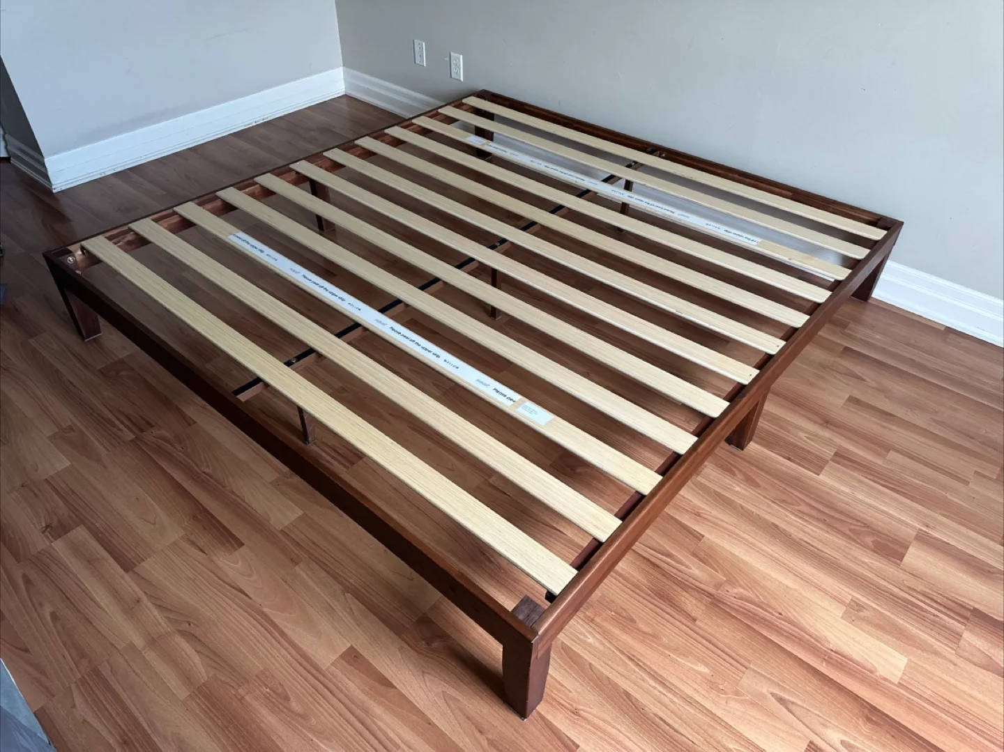 King-size Harlow wood solid platform bed frame thumbnail