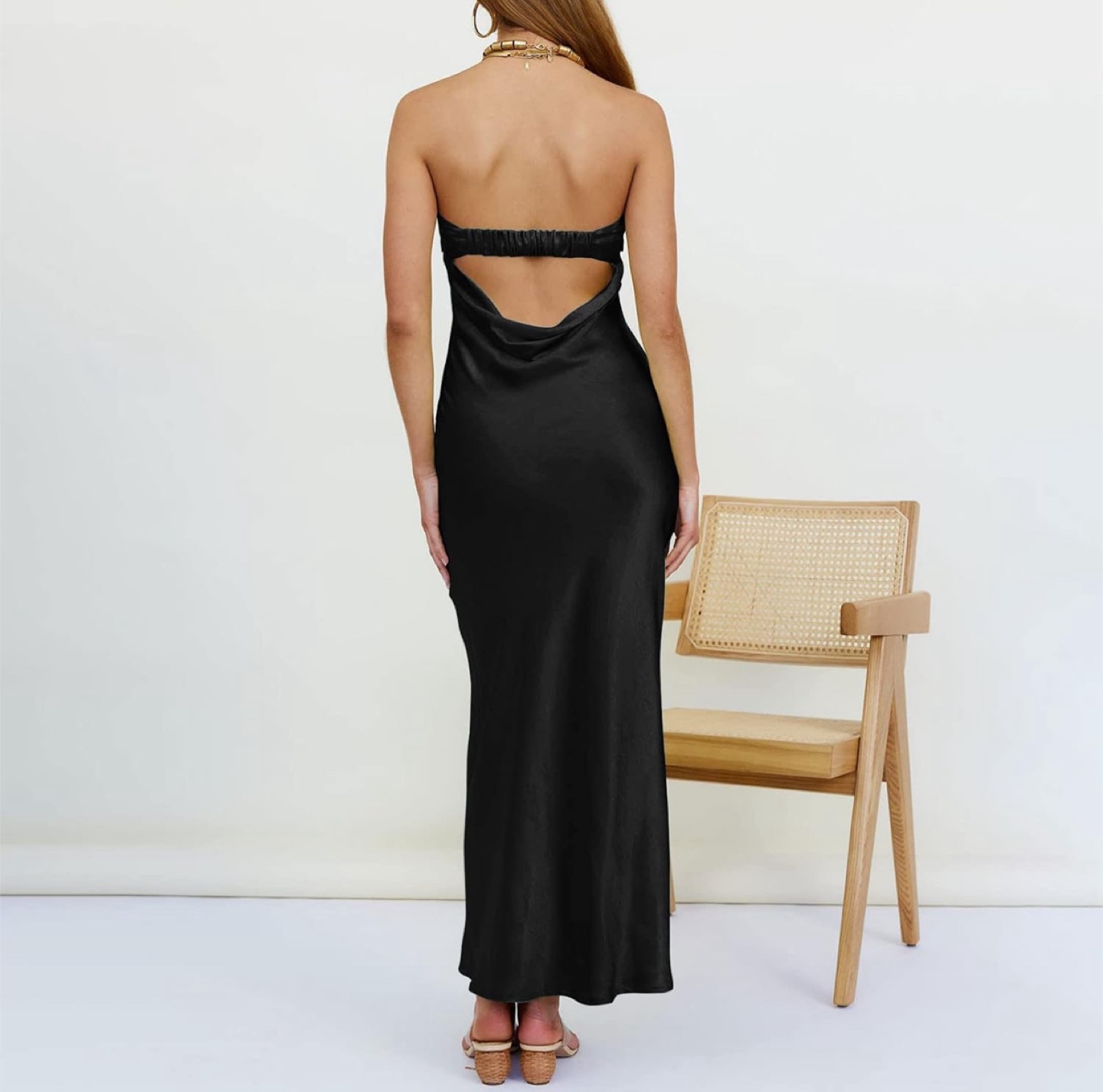 NEW! Elegant Satin Strapless Tube Low Back Maxi Dress - photo 3