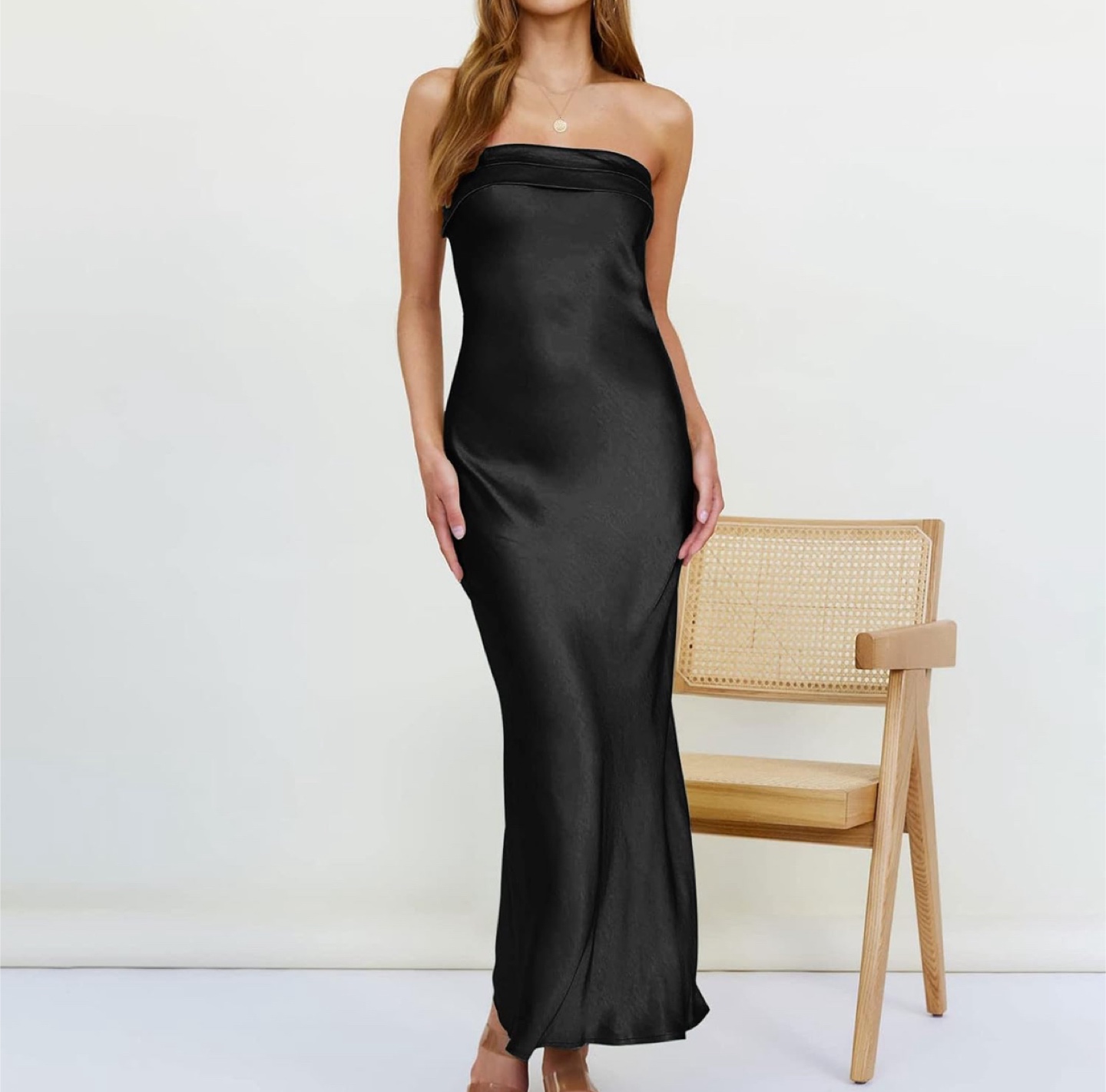 NEW! Elegant Satin Strapless Tube Low Back Maxi Dress - photo 2