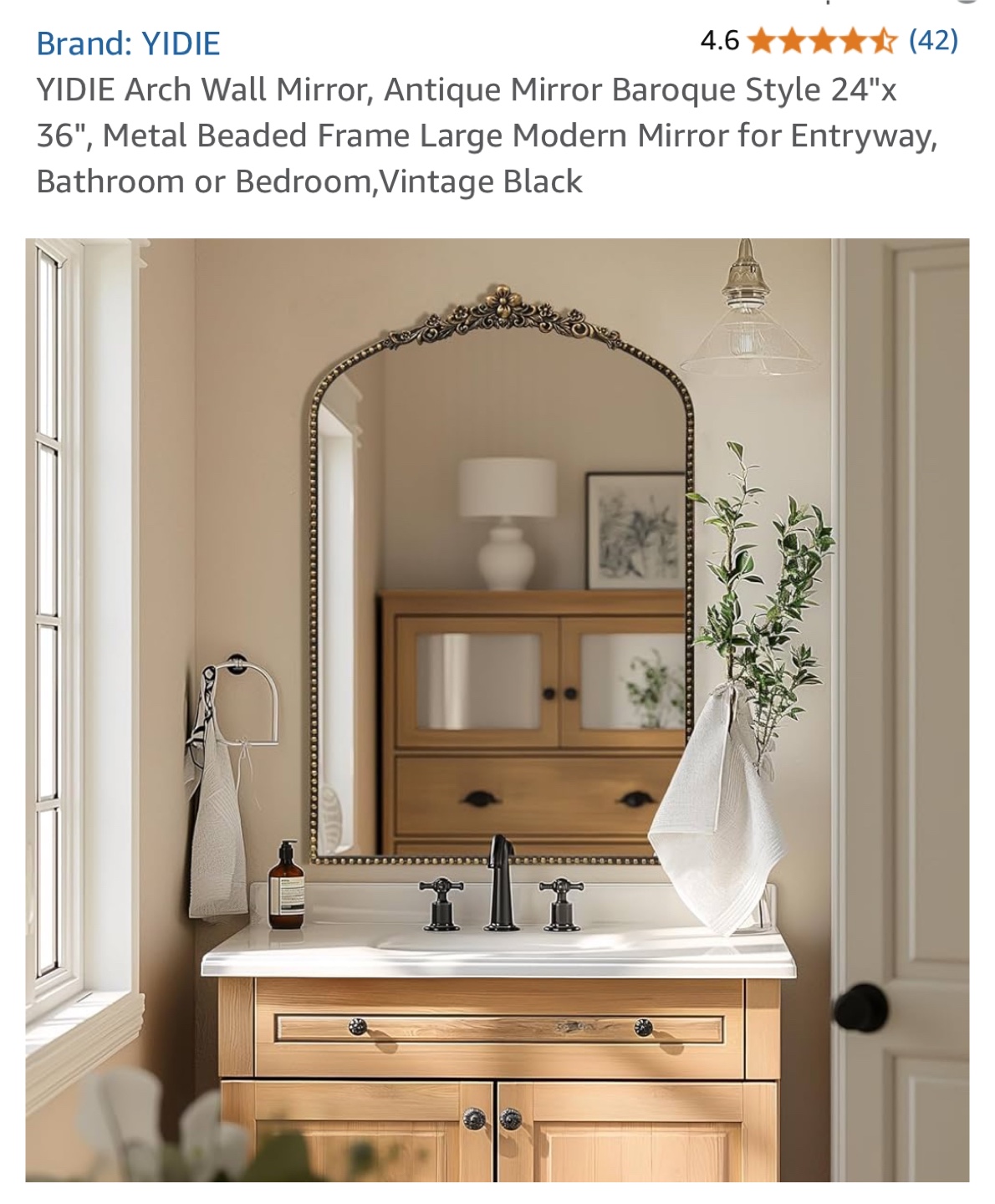YIDIE Arch Wall Mirror - Antique Baroque Style - photo 3